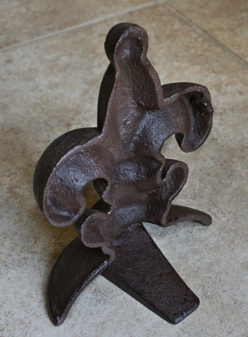 Lulu Decor, Cast Iron Fleur De Lis Door Stop, 2 Lbs, Door Stopper (Antique Brown) - Image 3